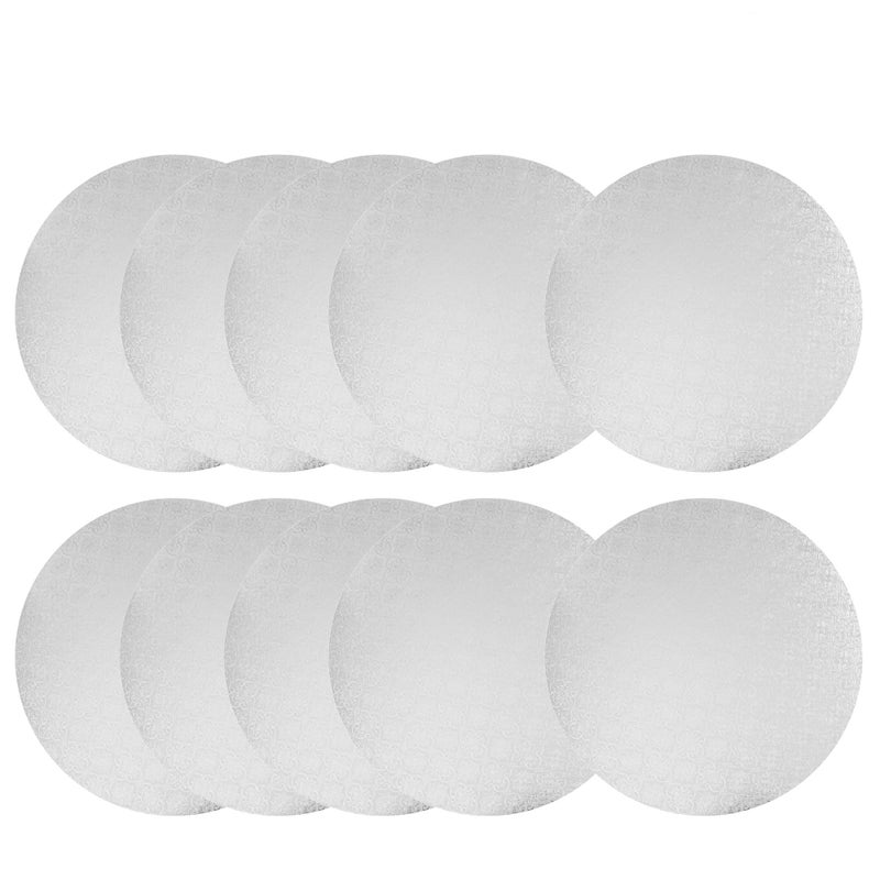 O'CREME White Wraparound Cake Pastry Round Drum Board 1/4 Inch Thick, 8 Inch Diameter - Pack of 10 - Image 1